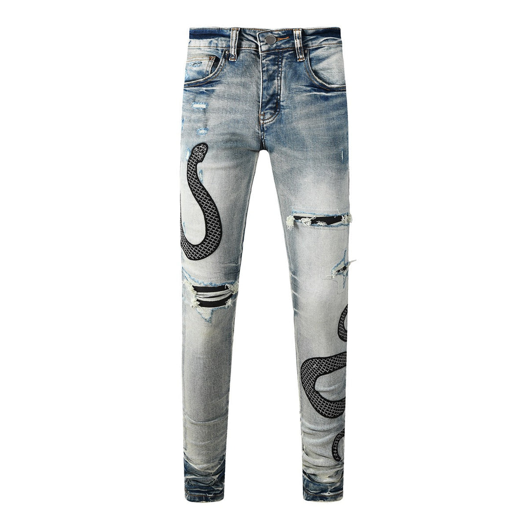Skinny jeans met slangenprint - Eldric