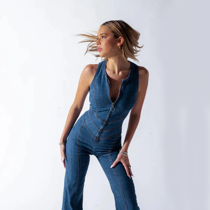 Casual denim jumpsuit met ritssluiting voor dames - Yselle