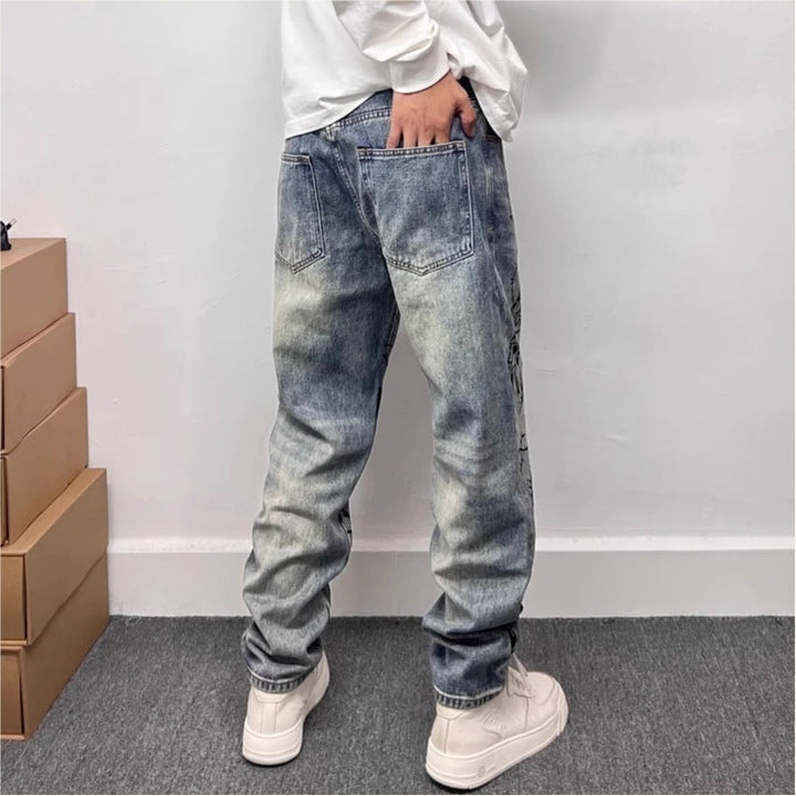 Rechte jeans met grafische print - Halvard