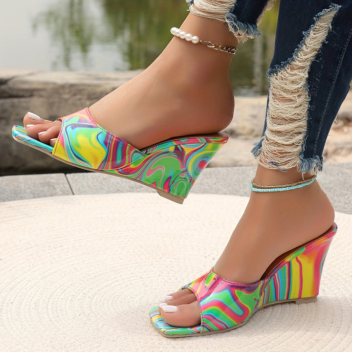 Abstract leren sleehak - Mitzi