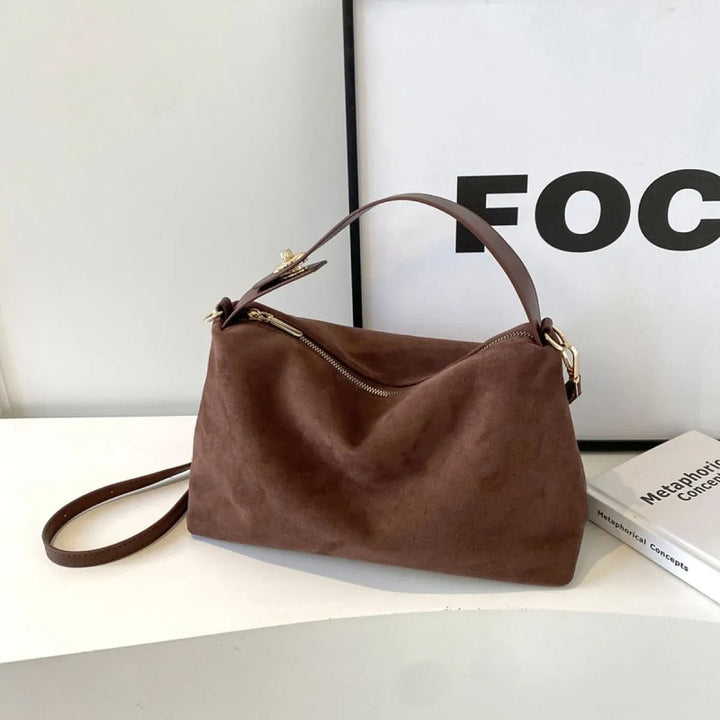 Zacht suède schoudertas in retrostijl voor dames - Maëlle