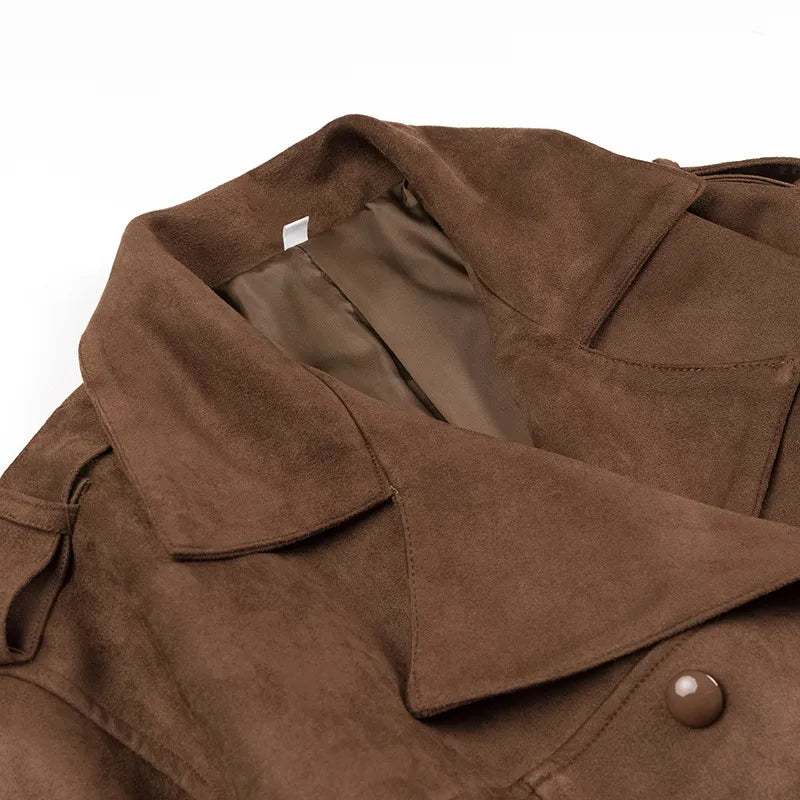 Trenchcoat met dubbele borst en fluwelen revers - Alana
