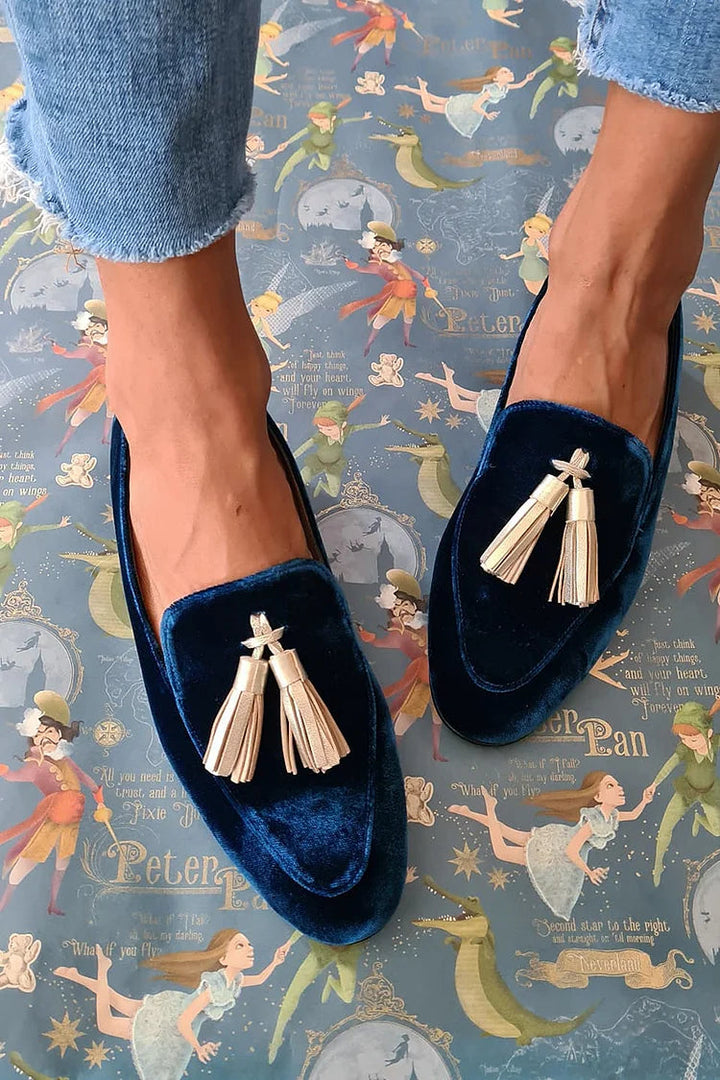 Fluwelen dames loafers met kwastjes - Hannah