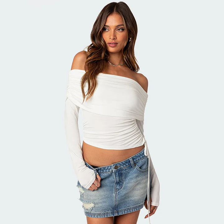 Damestop met lange mouwen en off-the-shoulder mouwen - Sophia