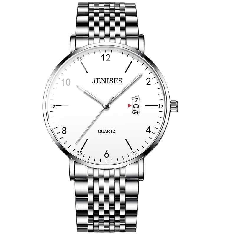 Horloge van roestvrij staal voor heren met genummerde wijzerplaat