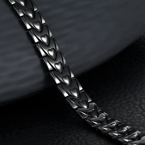 Roestvrijstalen armband titanium met magneten hart ontwerp - Kronos