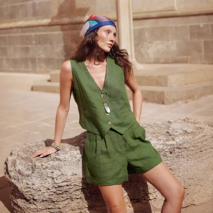 Selene - Set van groen katoen en linnen