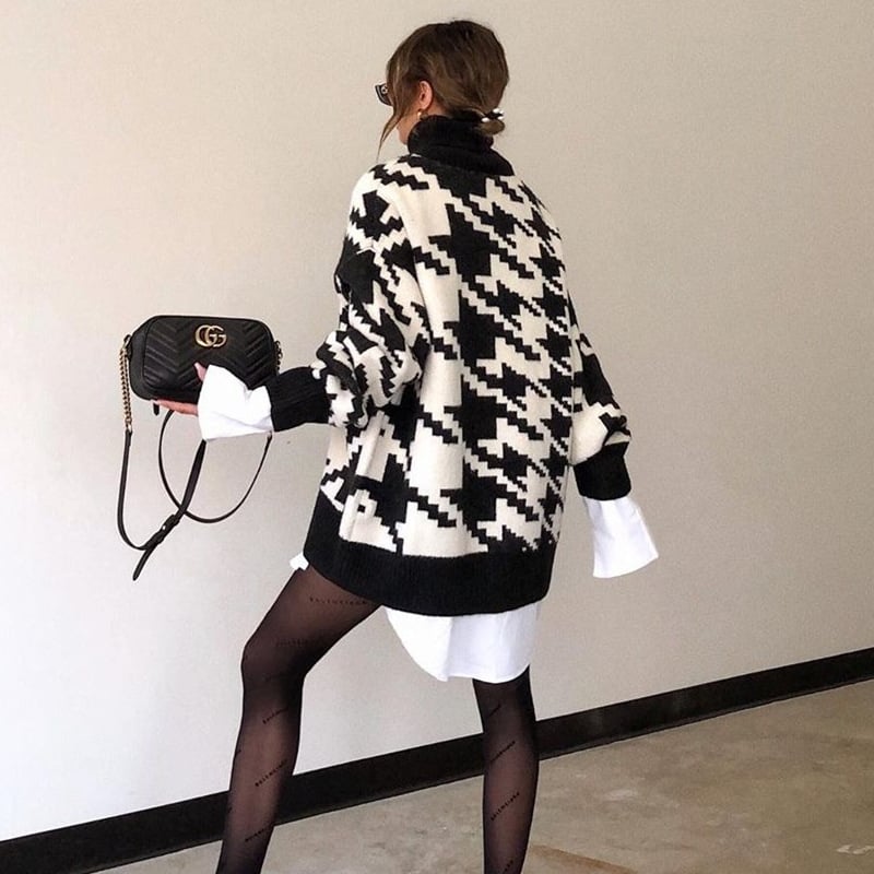 Gebreide coltrui met geometrische print voor dames - Saskia