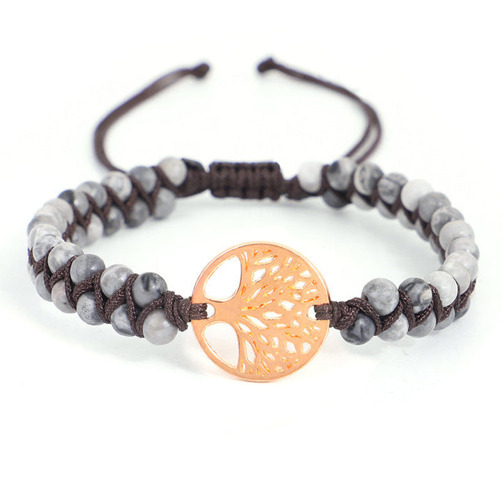 Yoga armband geweven met levensboom bedel
