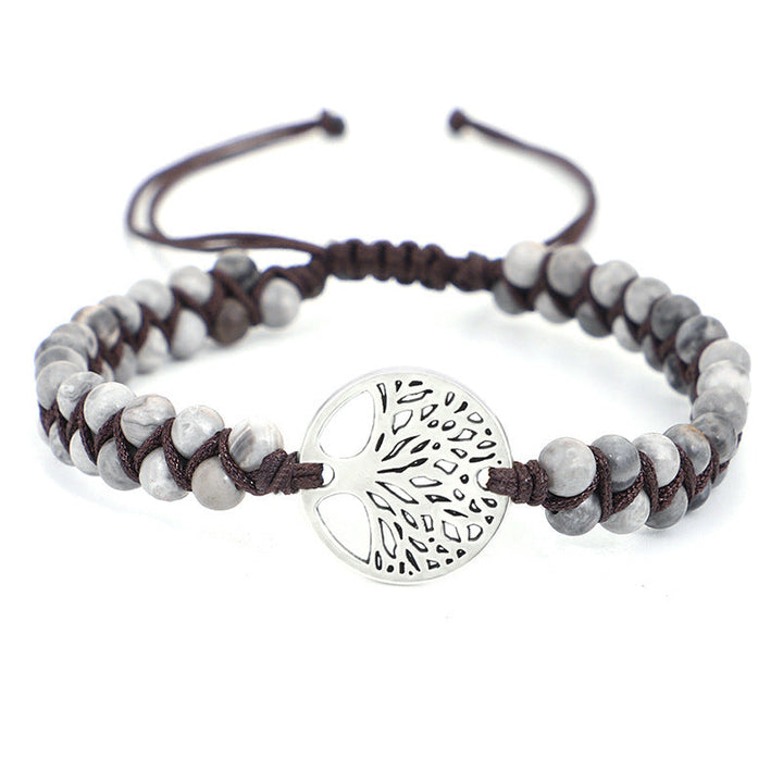 Yoga armband geweven met levensboom bedel