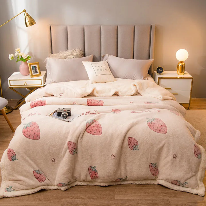 Dikke gewatteerde winterdeken met geprint patroon