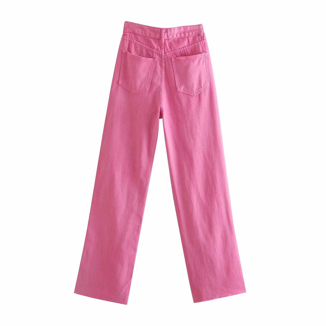 Damesjeans met hoge taille en rechte pijpen - Neriva