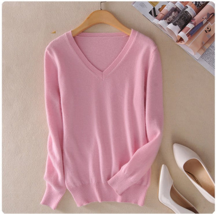 Gebreide damespullover met V-hals - Anika