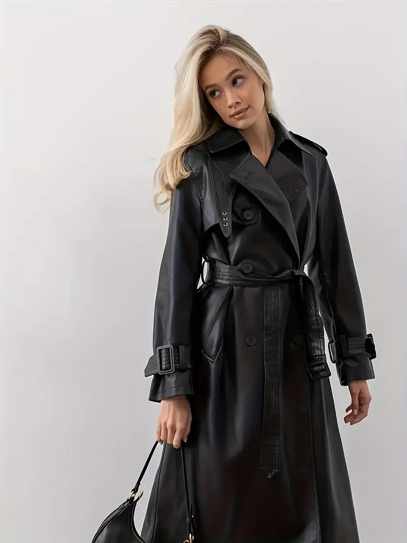 Leren trenchcoat met riem - Hayle