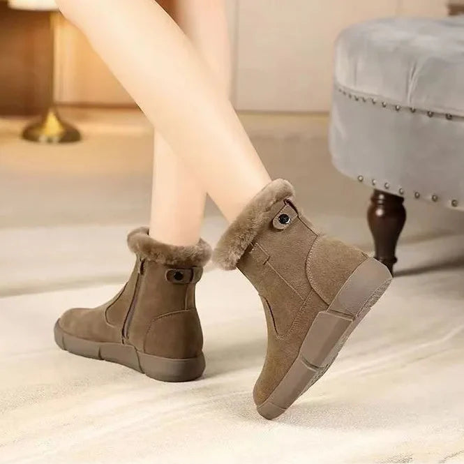 Dames enkellaarsjes met suède-effect voor de winter - Gialysa