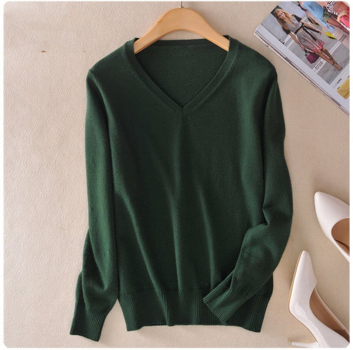 Gebreide damespullover met V-hals - Anika