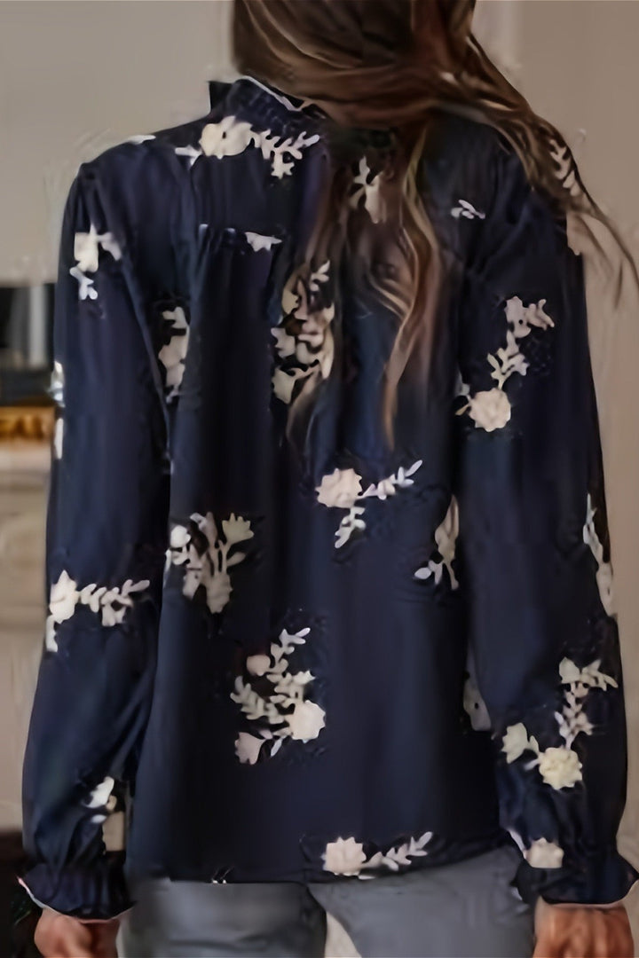 Damesbloes met wijde mouwen en bloemenprint - Heidi