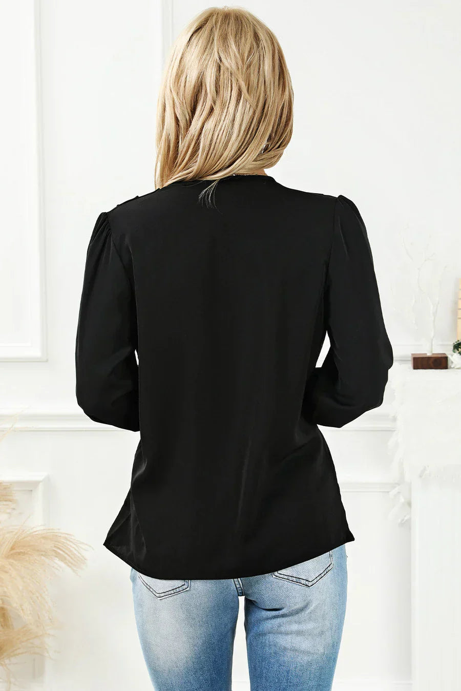 Mia gedrapeerde blouse dames - overslagkraag en elegantie