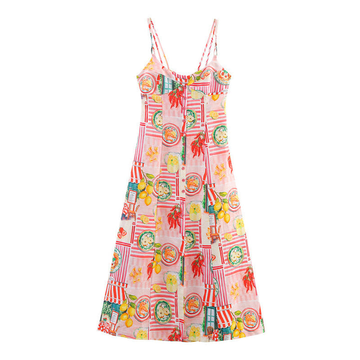 Dames midi-jurk met lentekunstprint - Bianca