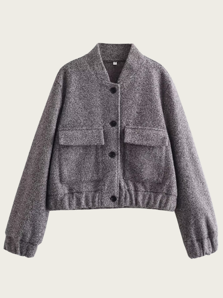 Grijs wollen kort jack voor dames - Mauwi