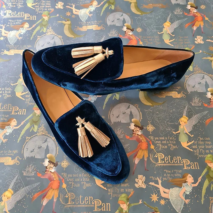 Fluwelen dames loafers met kwastjes - Hannah
