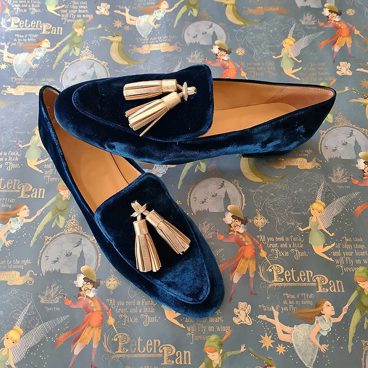 Fluwelen dames loafers met kwastjes - Hannah