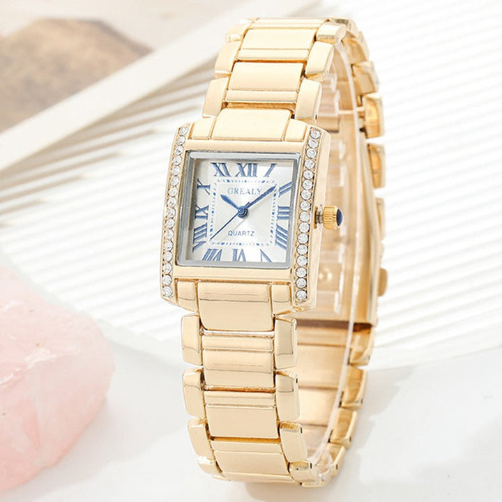 Rechthoekig dameshorloge met Romeinse cijfers