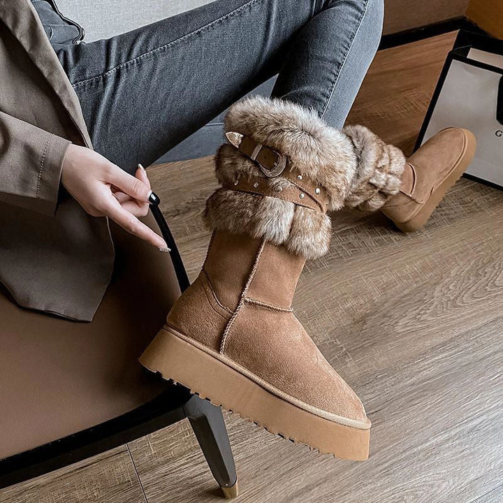 Dames winterlaarzen met omslageffect - Senaira