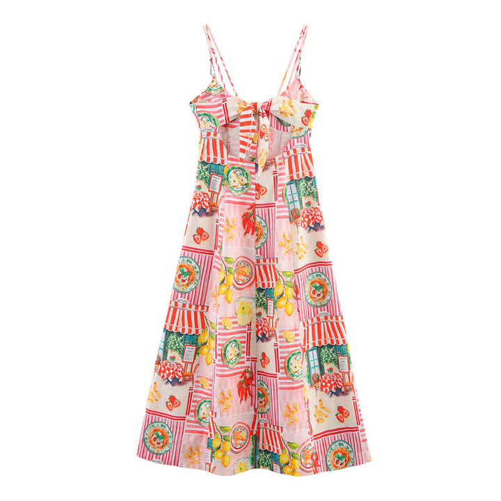 Dames midi-jurk met lentekunstprint - Bianca