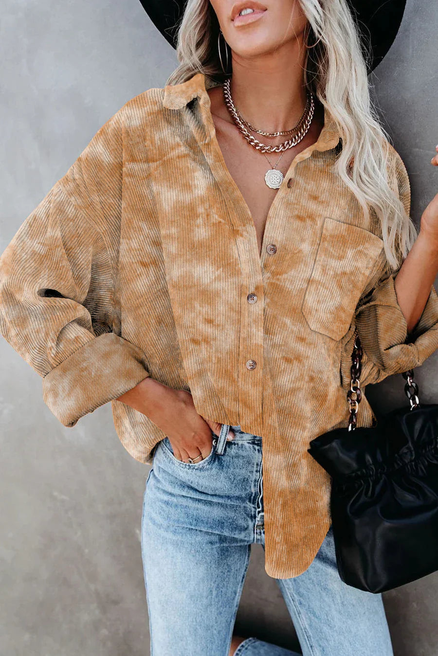 Lily batik corduroy overhemd voor dames - trendy en casual