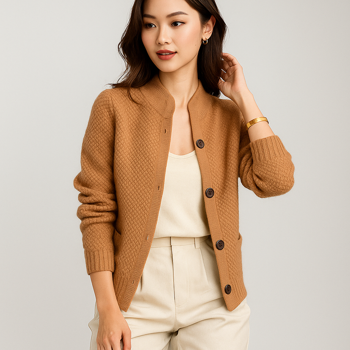 Klassiek kort damesvest met knoopsluiting - Anke