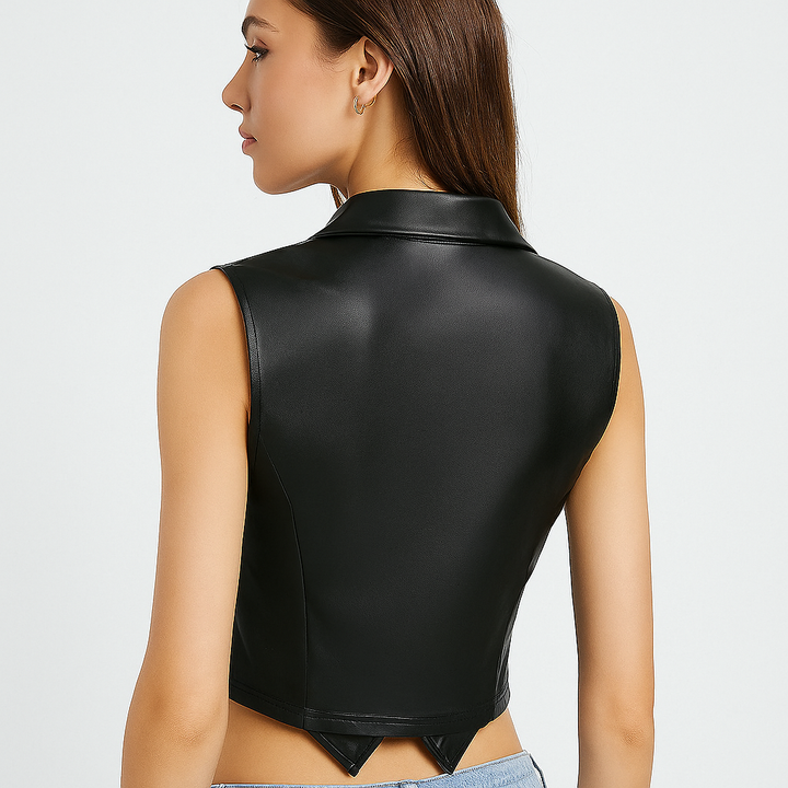 Leren damesgilet moderne stijl - Miranda