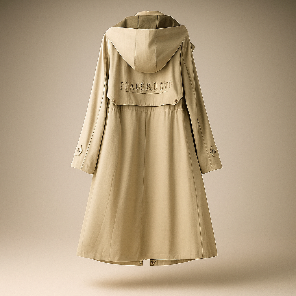 Lange trenchcoat voor dames met verstelbare capuchon - Isolde