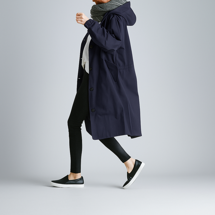 Dames trenchcoat oversized met lichte capuchon - Simona