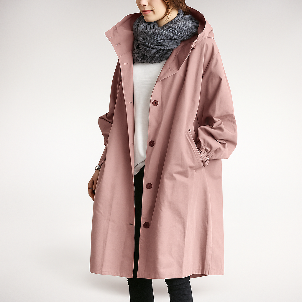Dames trenchcoat oversized met lichte capuchon - Simona