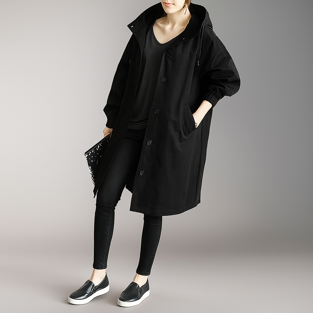 Dames trenchcoat oversized met lichte capuchon - Simona