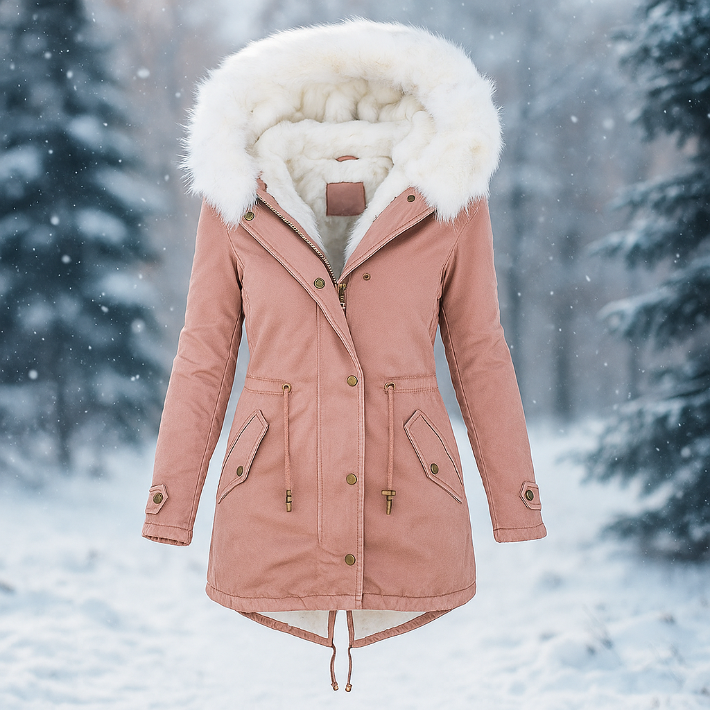 Stijlvolle winterjas met capuchon van synthetisch bont - Paula