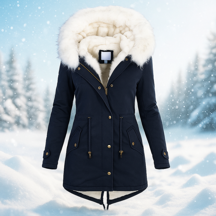 Stijlvolle winterjas met capuchon van synthetisch bont - Paula
