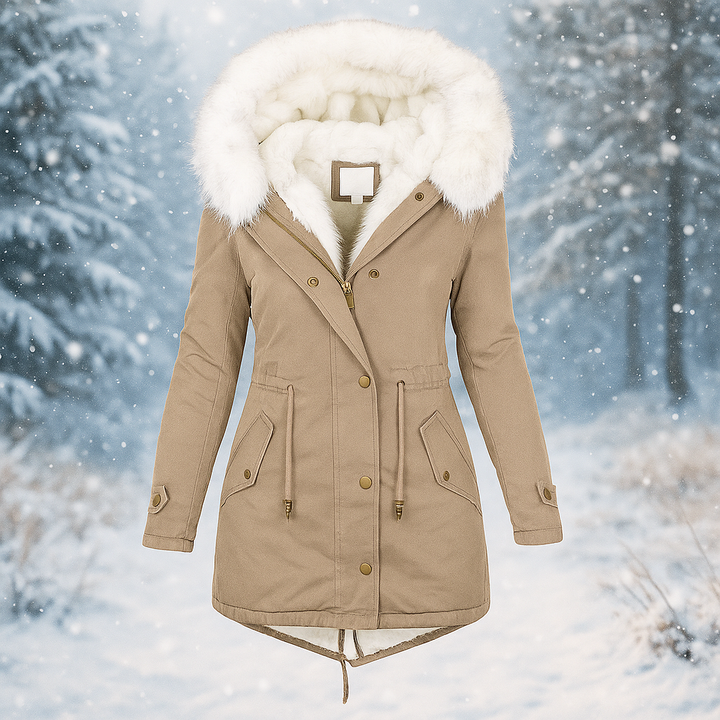 Stijlvolle winterjas met capuchon van synthetisch bont - Paula