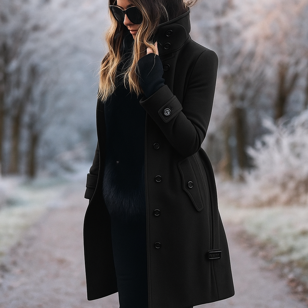 Elegante double breasted jas met hoge kraag - Samira