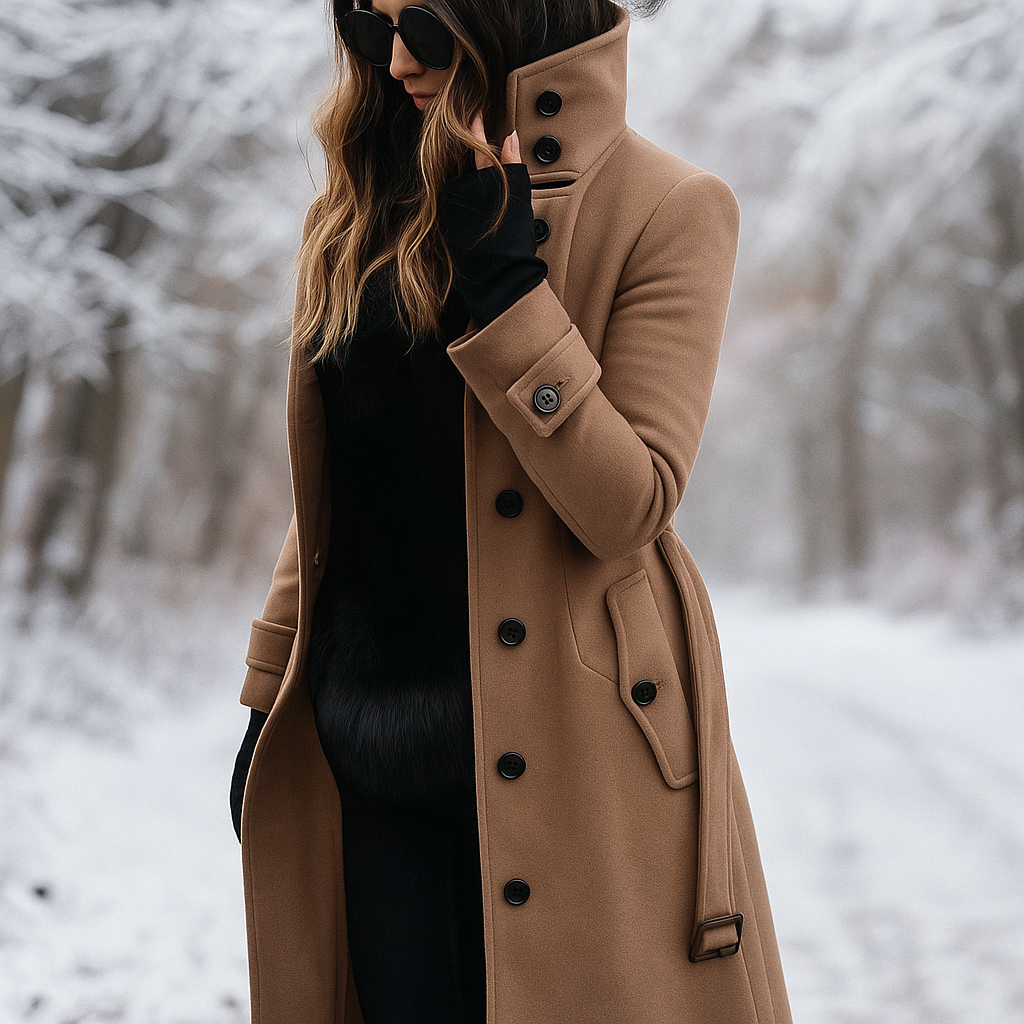 Elegante double breasted jas met hoge kraag - Samira