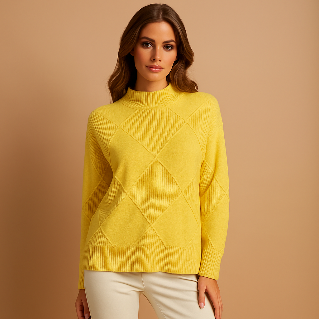 Damestrui geometrisch ontwerp warm gebreid - Kamala