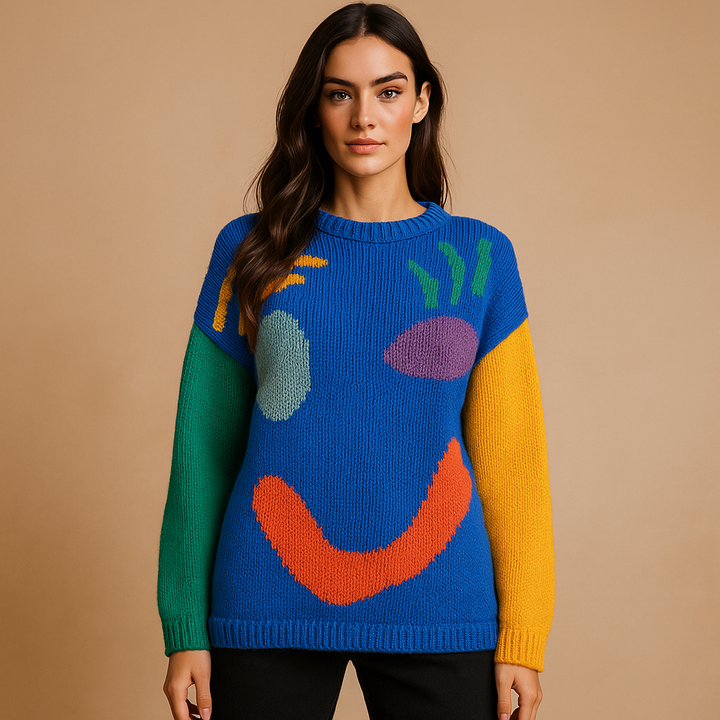 Gebreide dames trui abstract design moderne stijl - Valentina