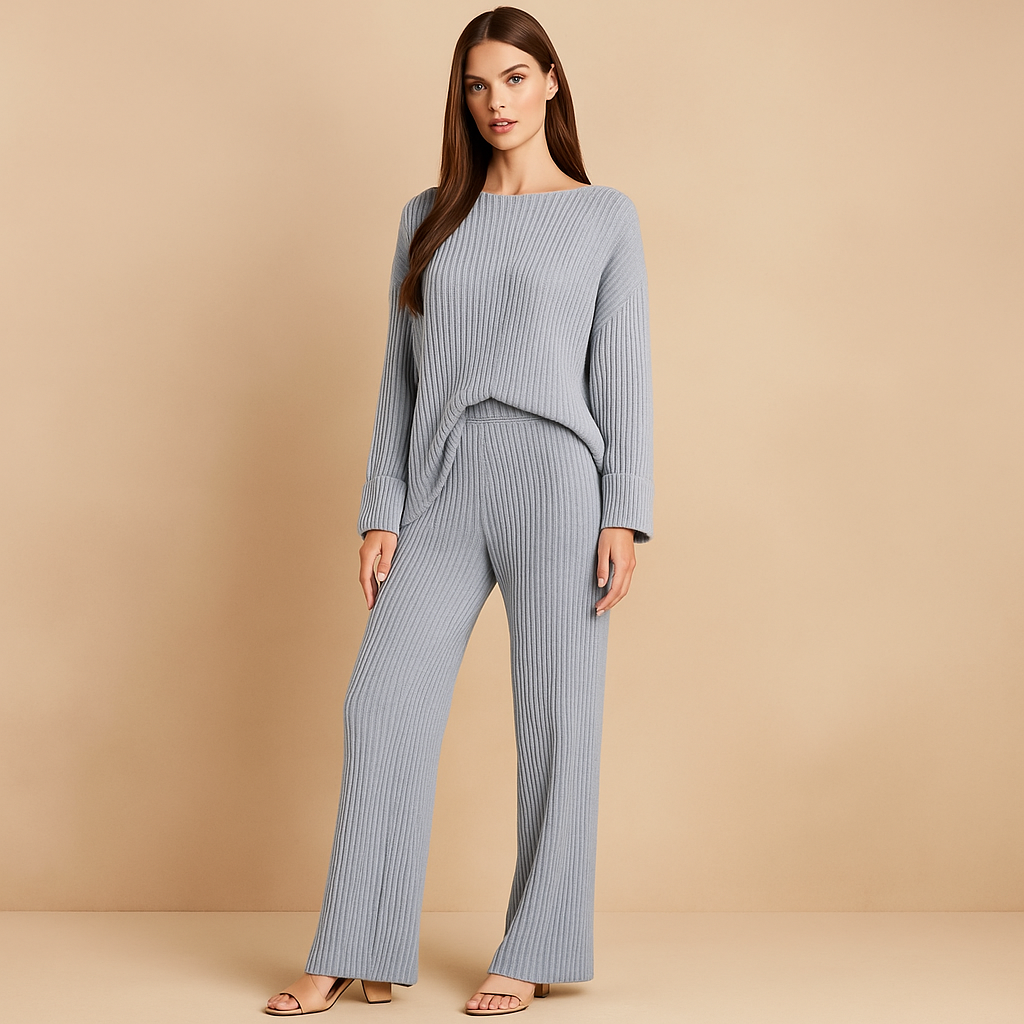 Set vrouw gebreide trui en wijde broek - Seforah