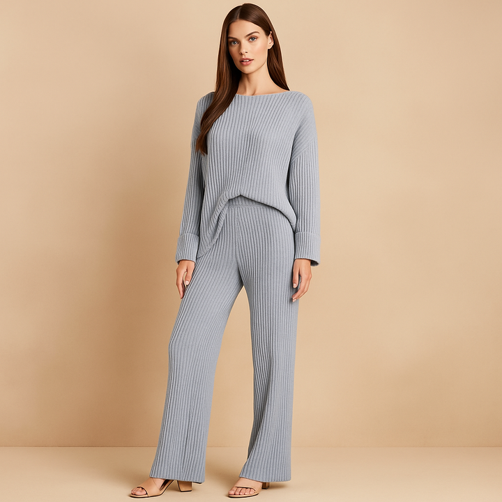 Set vrouw gebreide trui en wijde broek - Seforah