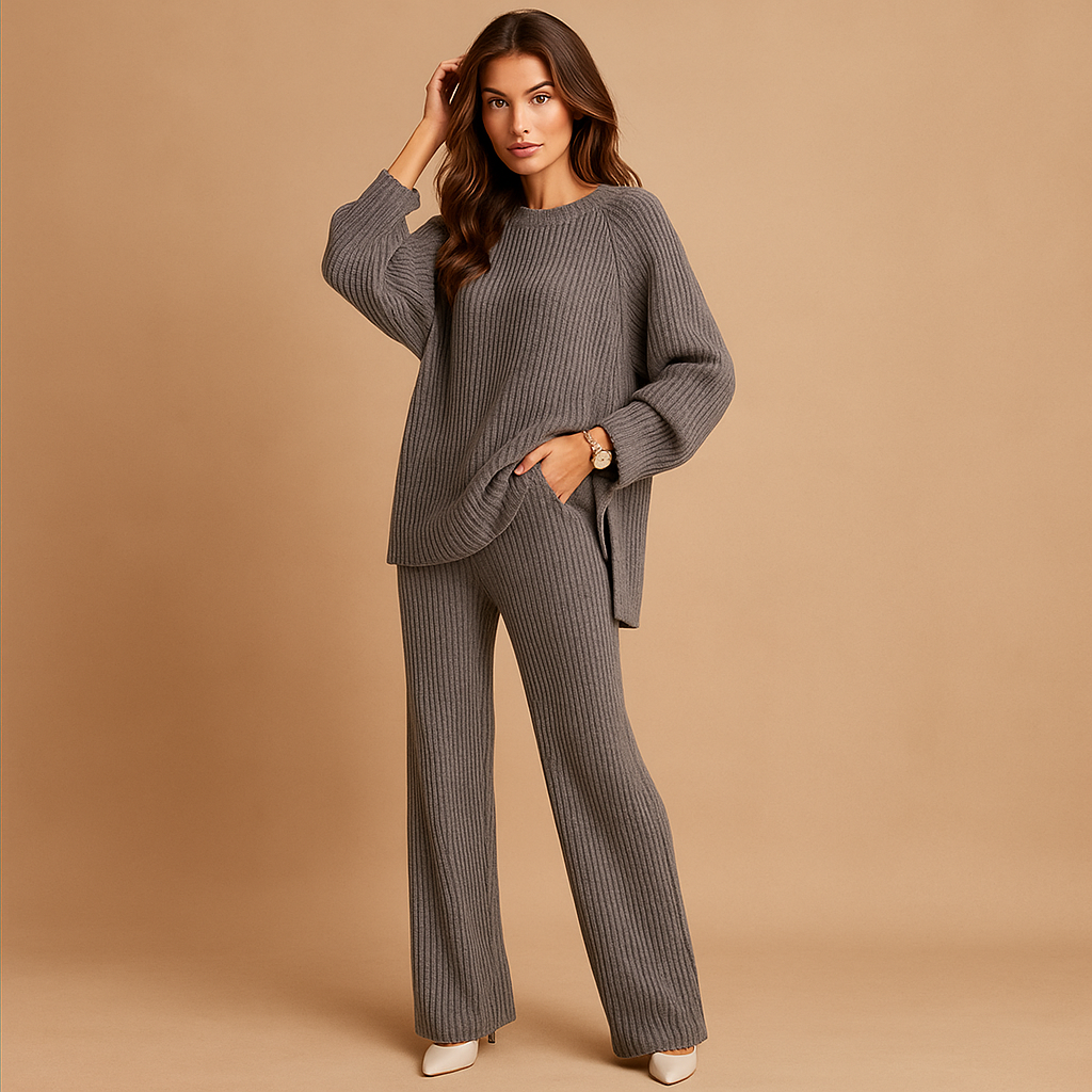 Set vrouw gebreide trui en wijde broek - Seforah