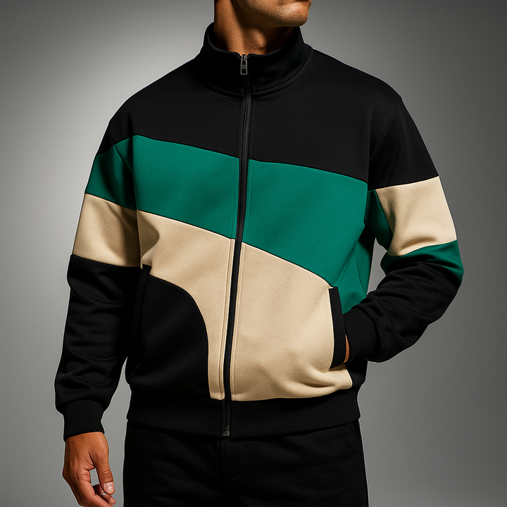 Vegan sportjack met ritssluiting en colourblocking - Ardan