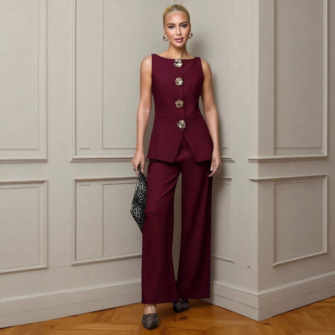 Set mouwloze top en wijde broek voor dames - Elira