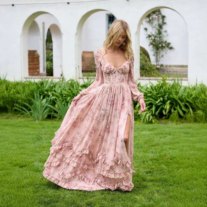 Isis - Strappy Strapless Bloemenprint Jurk Uniek