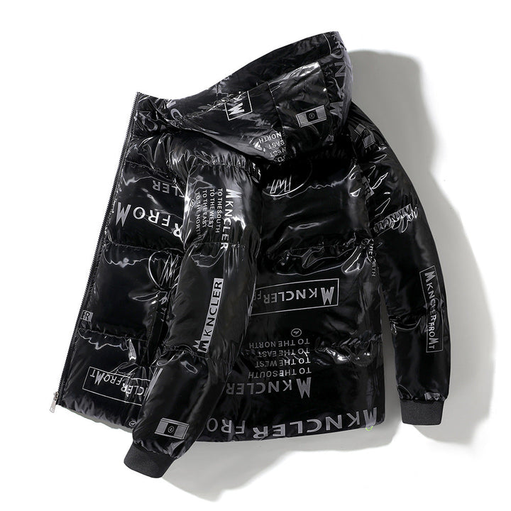 Gewatteerd herenjack met capuchon en vinyleffect - Lanuz